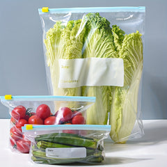 10pcs Zipper Lock Bags for Fruits Vegetables Refrigerator Freezer