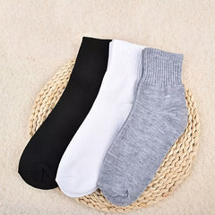 3 Pairs Solid Socks Comfortable & Breathable Women's Crew Socks