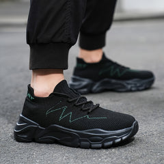 Men's Woven Knit Breathable Running Shoes Soft Sole Sneakers