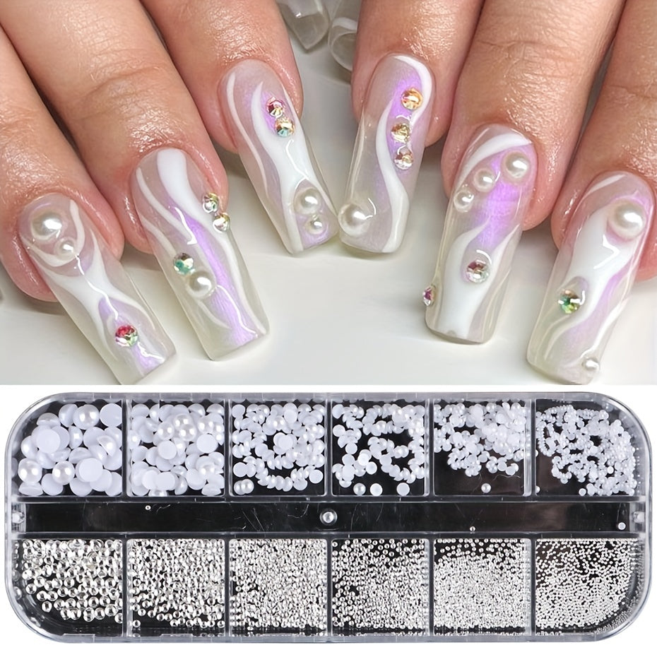 Flat Back Nail Pearl Beads Caviar Bead Nail Art Charms Decor