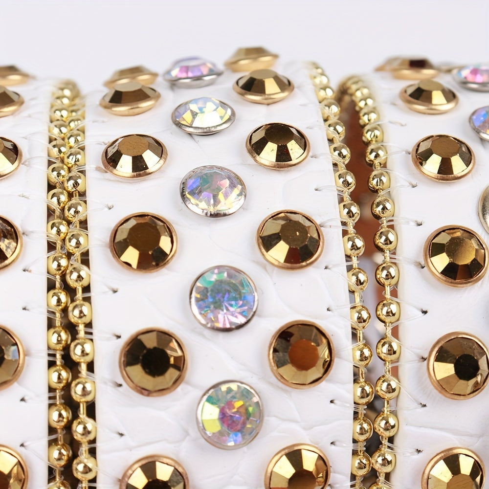 Men's Rhinestone Cowboy Bling Belt Strap Y2K Crystal PU Leather Jeans