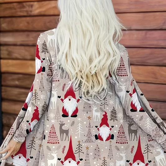  Graphic Print Long Sleeve Cardigan