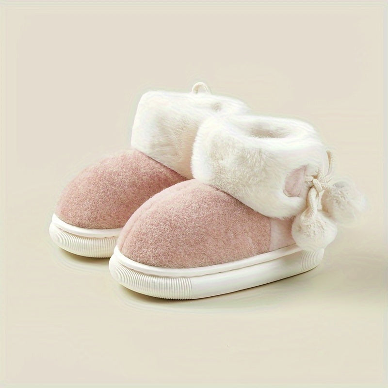 Warm Fleece Girl's Snow Boots Cozy Non slip Ankle Boots Plush Comfy