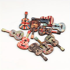 20pcs Mixed Guitar Wooden Sewing Buttons For Clothing Needlework Scrapbooking
