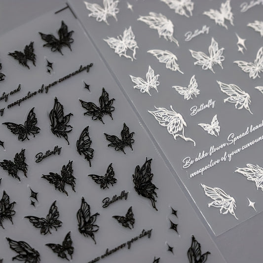 Butterfly & Nail Art Stickers Transparent Adhesive Nail Stickers