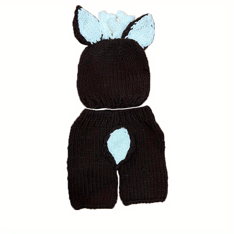 2pcs Deer Hats With Shorts Handknitted Baby Newborn Photography Props