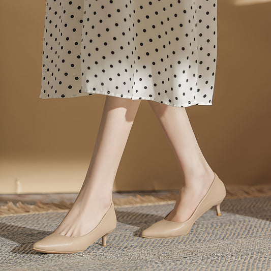 Women's Pointed Toe Kitten Heels Solid Slip On Low Heels