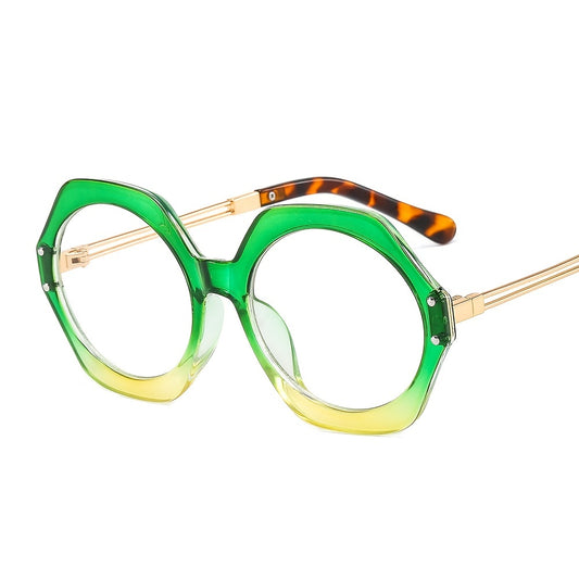 Hexagonal Colorful Glasses Frame Leopard Gradient Eyeglass Frame