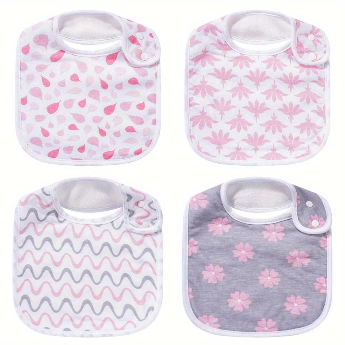 4pcs Baby Cotton Absorbent Bibs For Drooling Teething