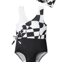 Plaid Sleeveless V-Neck One Piece Swimsuit Bathing Suit