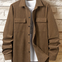 Men's Corduroy Long Sleeve Shirt for Spring Autumn