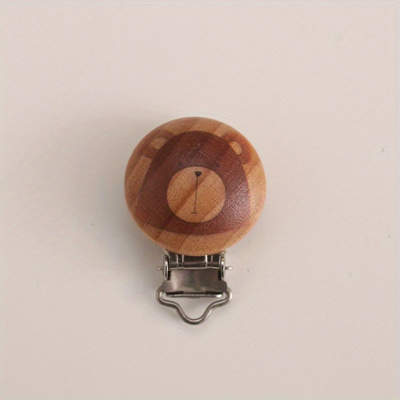 Animal Printed Wooden Pacifier Clip for Babies
