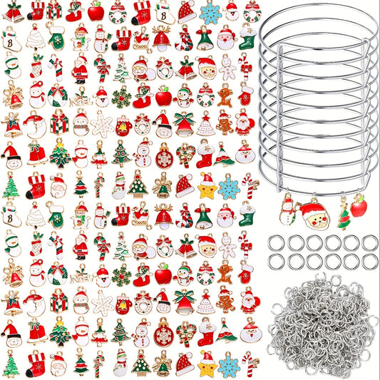 Christmas DIY Charms Bracelet Kit with Bangle Bracelets & Charms
