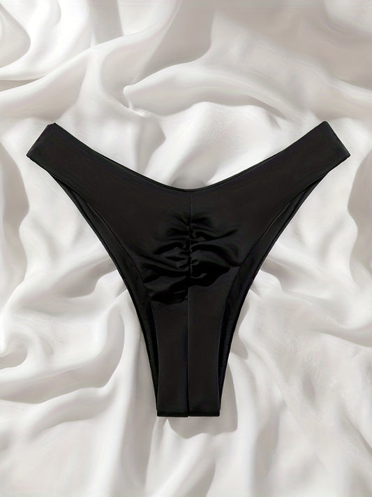 Ruched Cheeky Bikini Bottoms High Stretch Swim Briefs