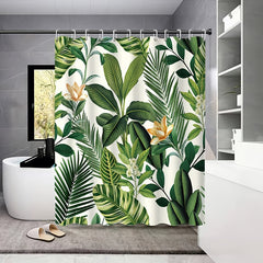 Plant Flower Digital Printed Shower Curtain Waterproof Bathroom Decor