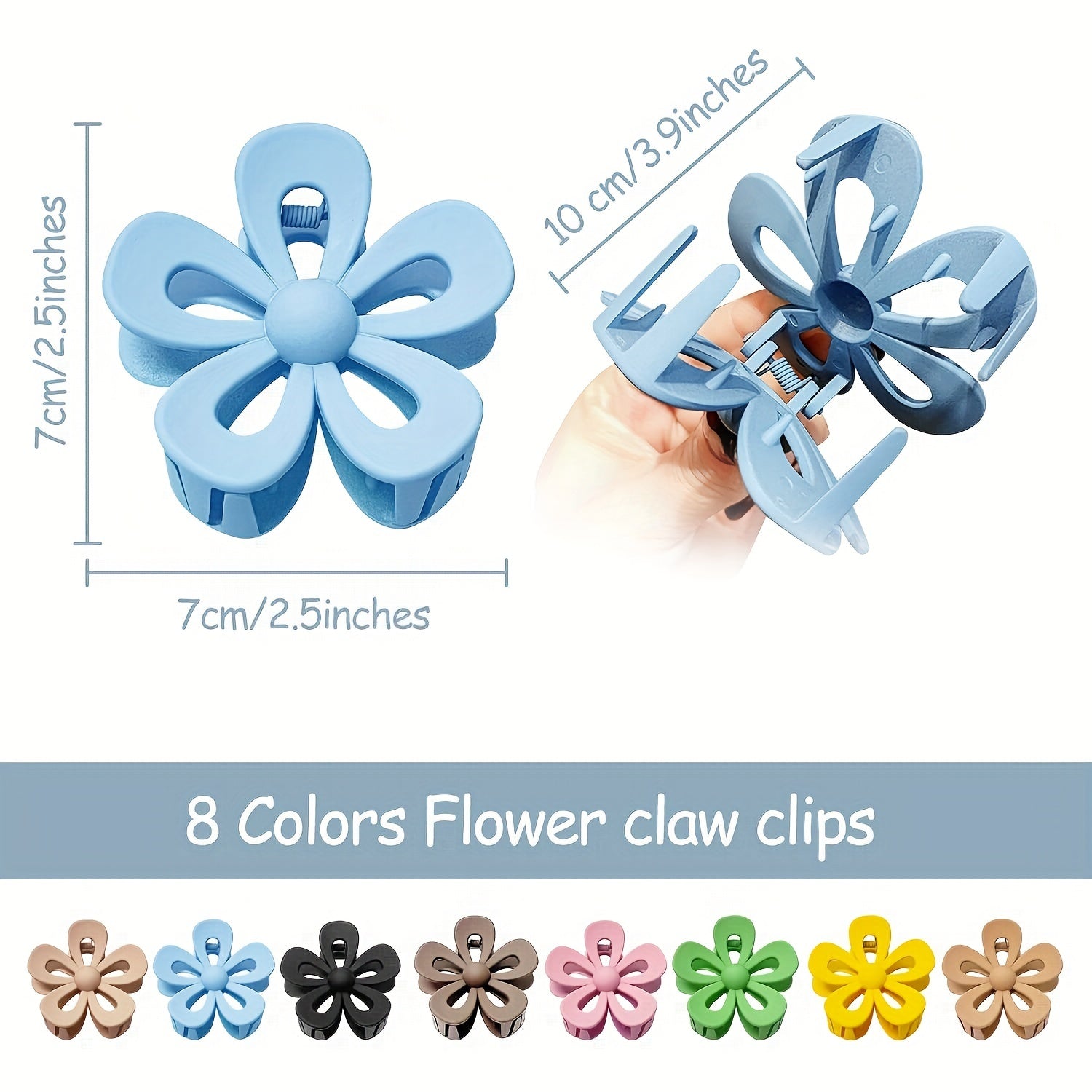 8pcs Flower Hair Claw Clip Solid Nonslip Bun Holder Sweet Hair Claw