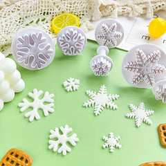 3pcs Snowflake Pattern Cookie Plunger Cutter Fondant Mold