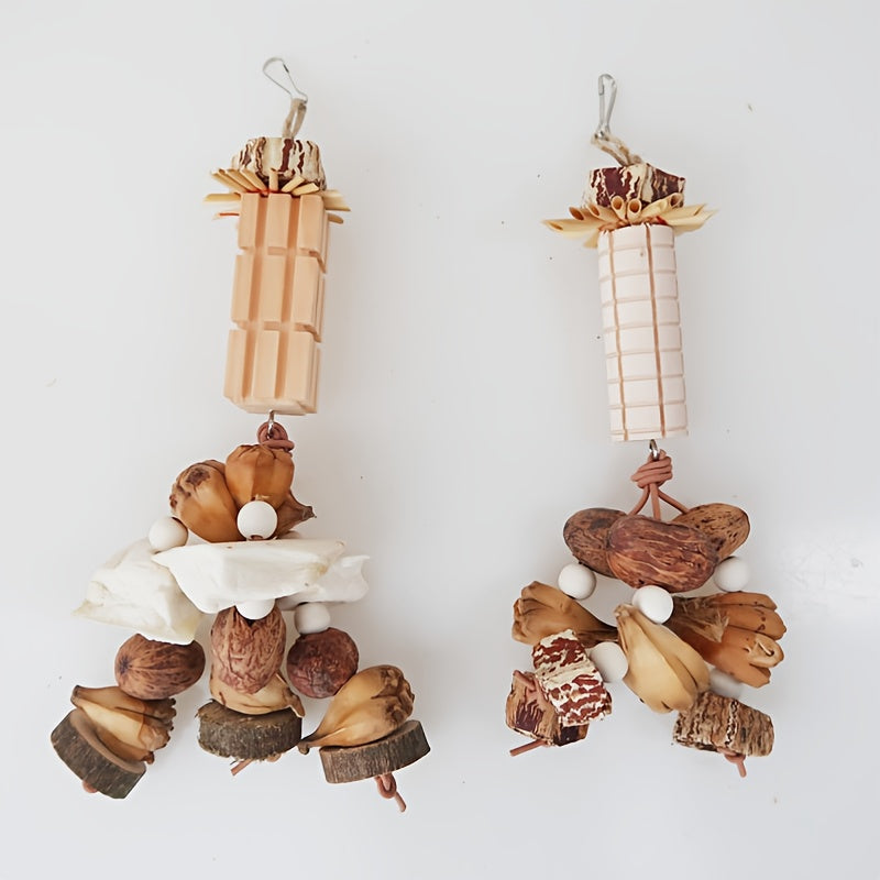 Wooden Gnawing Skewers Cuttlefish Bone Teething Toys for Pet Birds