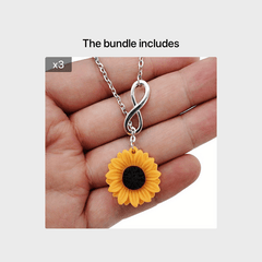 Sunflower Heart Lariat Necklace Infinity Charm Bridal Flower Bridesmaid Daisy
