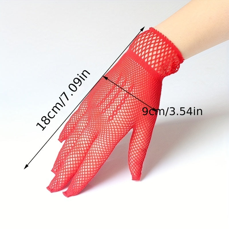 Y2K Lace Short Glove Fishnet Hollow Mesh Gloves For Wedding Bridal Women