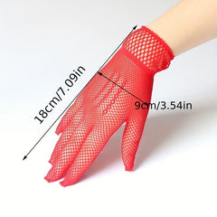 Y2K Lace Short Glove Fishnet Hollow Mesh Gloves For Wedding Bridal Women