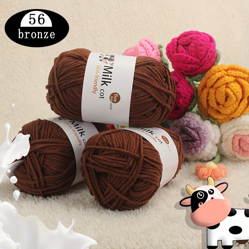 3pcs Soft Milk Cotton Yarn for DIY Knitting & Crocheting 50g pc