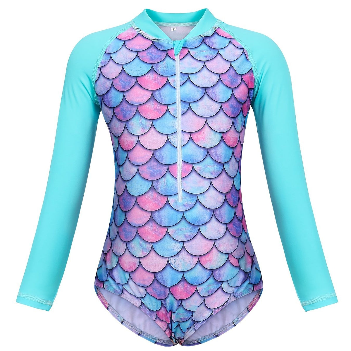 Toddler Girls Fish Scales Long Sleeve One Piece Swimsuit