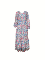  Paisley Print Maxi Smock Dress
