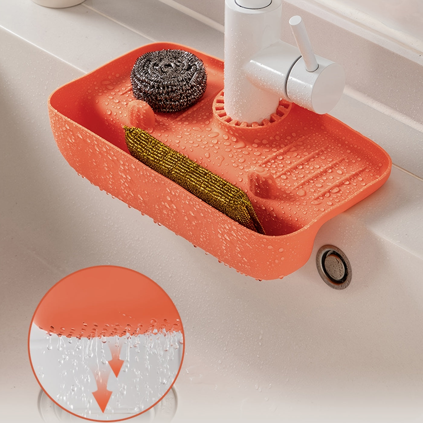 Splash Guard For Sink Faucet Drain Rack Storage Rack Kitchen Rag Sponge