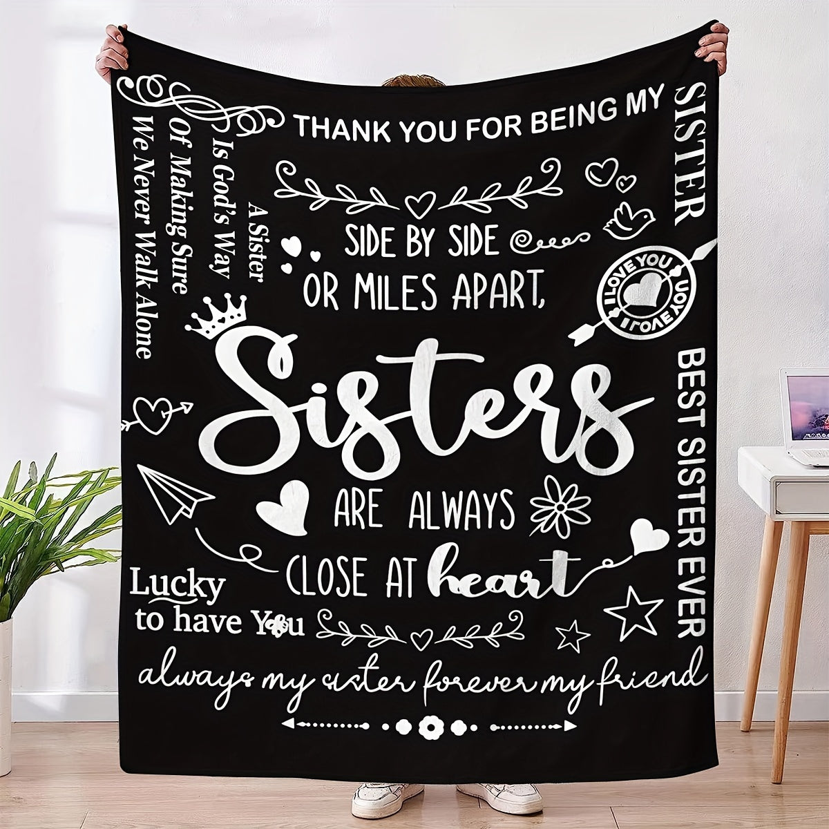 1pc To Sister Printed Throw Blanket Soft And Comfortable Blanket