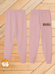 Women's Plus Letter Print Fleece Lined Harem Trousers