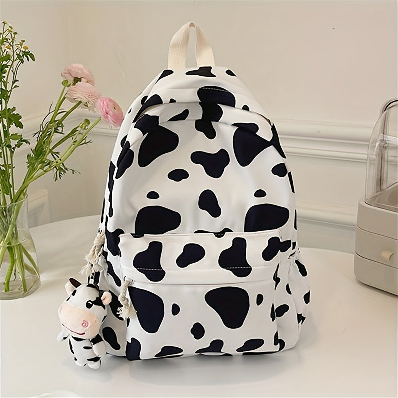 Cow Pattern Backpack Schoolbag Large Capacity Speckled Backpack