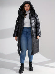 Solid Long Length Parka Hooded Outerwear Women's Clothing