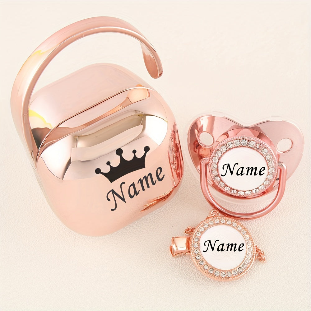 Personalized Baby Pacifier Set with Name, Box & Clip