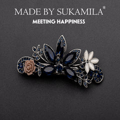 Rhinestone Flower Hair Clip Vintage Barrette Hairpin