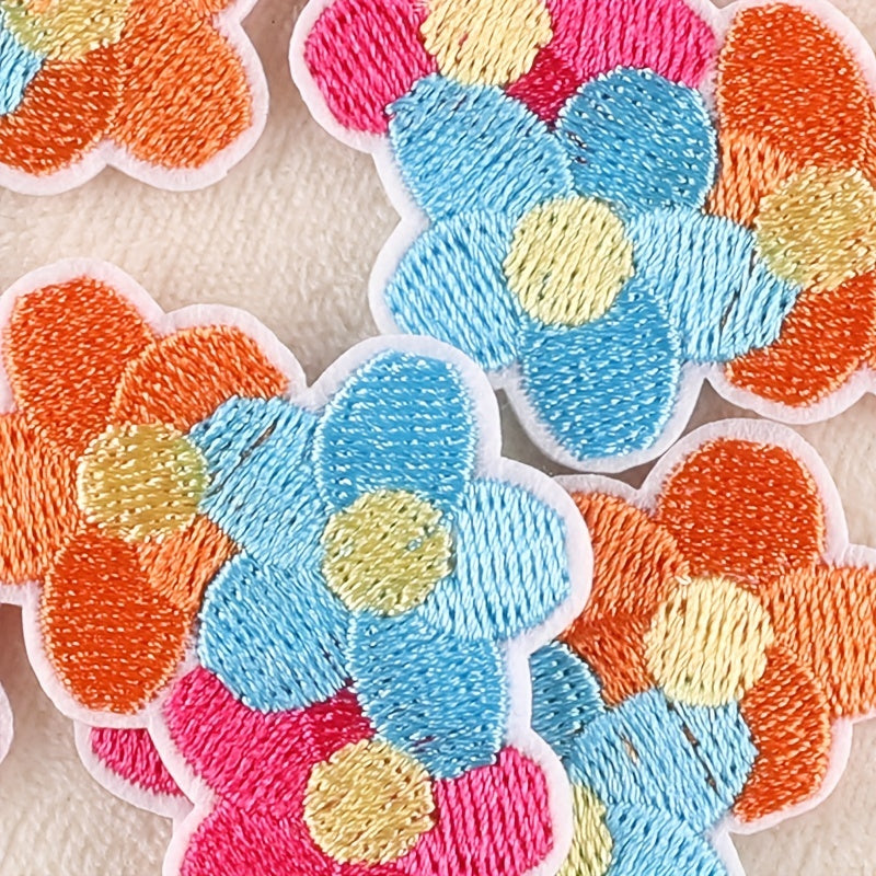 5pcs Flower Embroidery Patches DIY Iron on Model Stickers For Girls