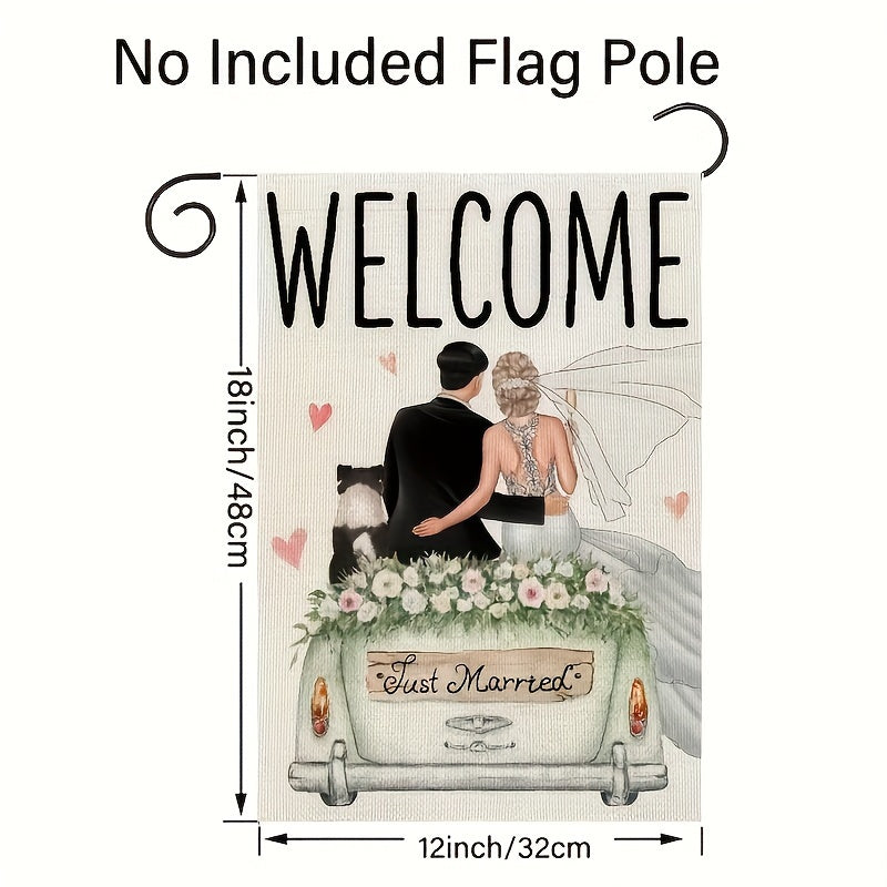 Wedding Decor Welcome Garden Flag Burlap Small Yard Flag