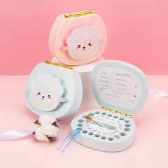 Wooden Tooth Box Keepsake For Baby Girls Pink Lamb