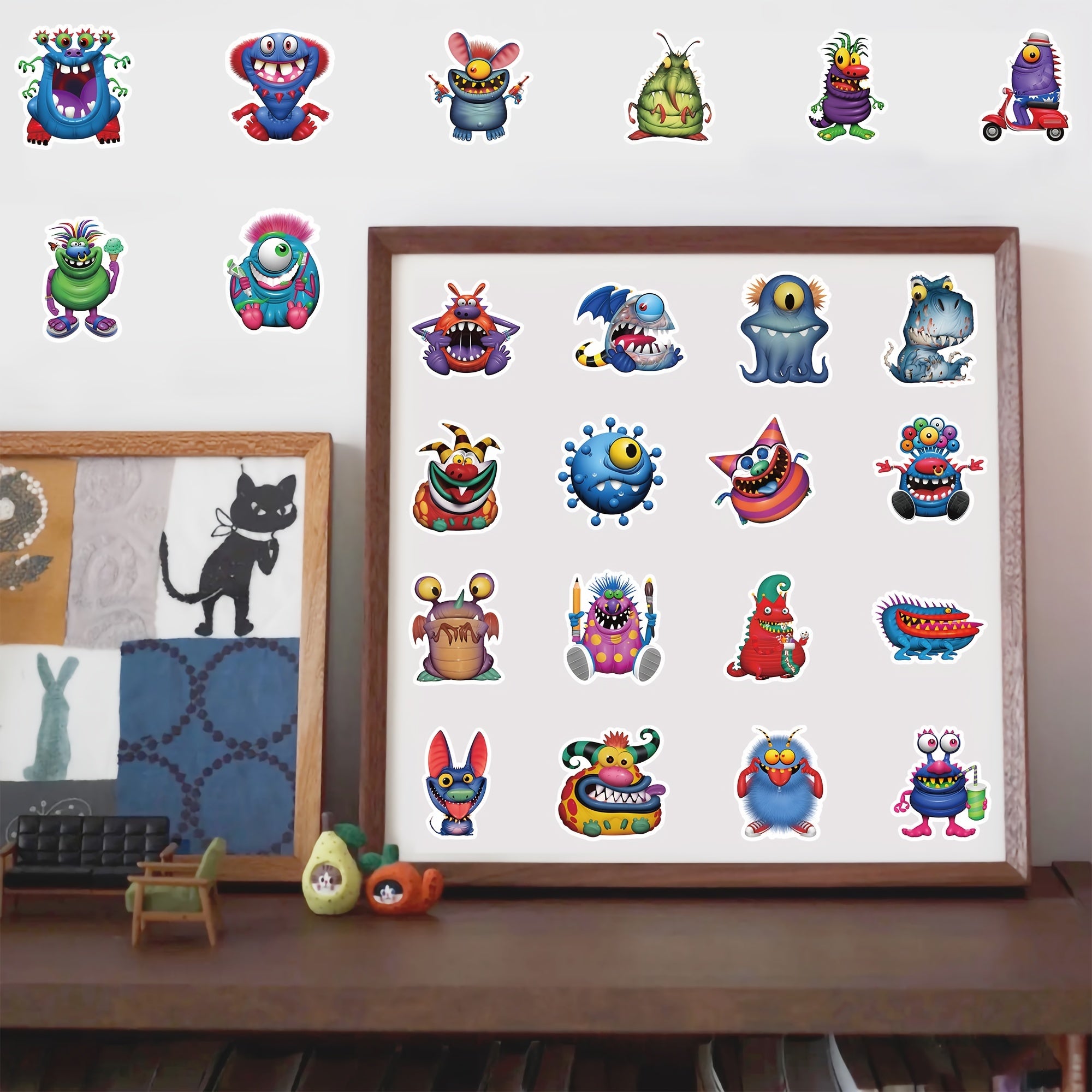 50pcs Cartoon Monster Stickers Home Wall Decorations