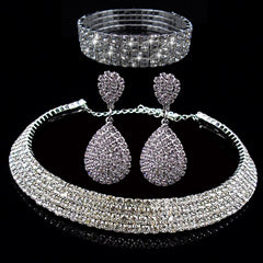 Exaggerated Wedding Jewelry Set Choker Necklace Earrings Bracelet