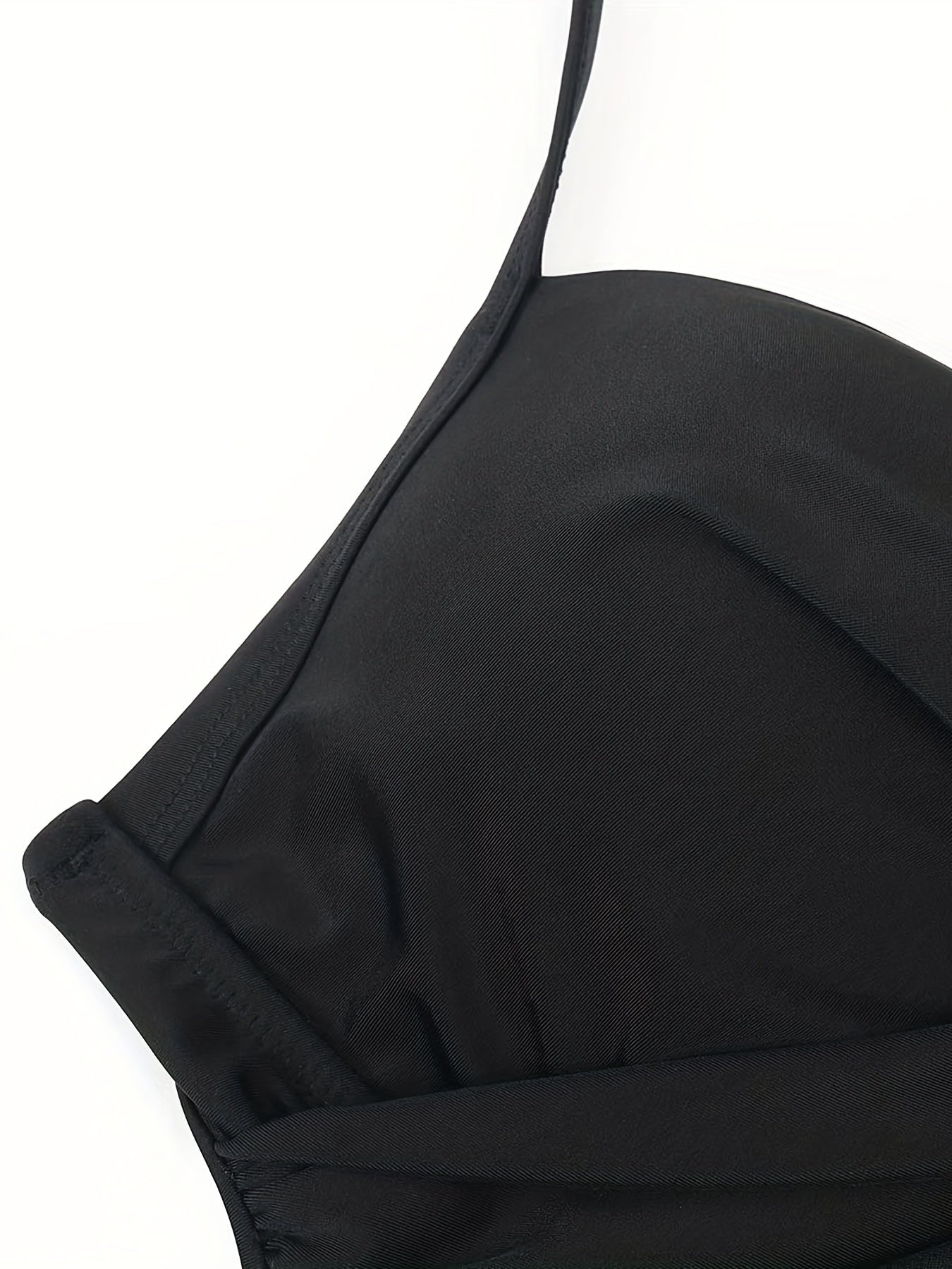 Ruched Halter Swimsuit V Neck Cross Back One Piece Bathing Suit