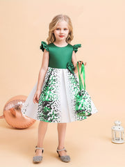 Girls Polka Dot Princess Dress Gown With Bag for Party Performance