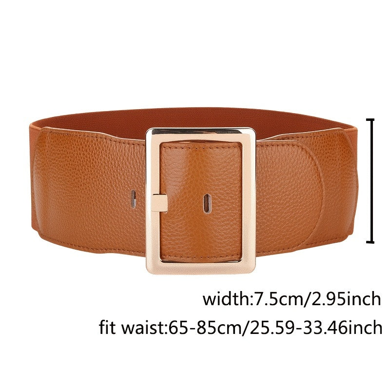 Women's Wide Girdle Waist Belt with Metal Buckle