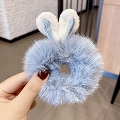 4pcs Girls Plush Rabbit Ears Hair Tie Hair Bands Hair Accessories