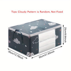 Large Cartoon Print Bedding Storage Bag with Zipper & Handle