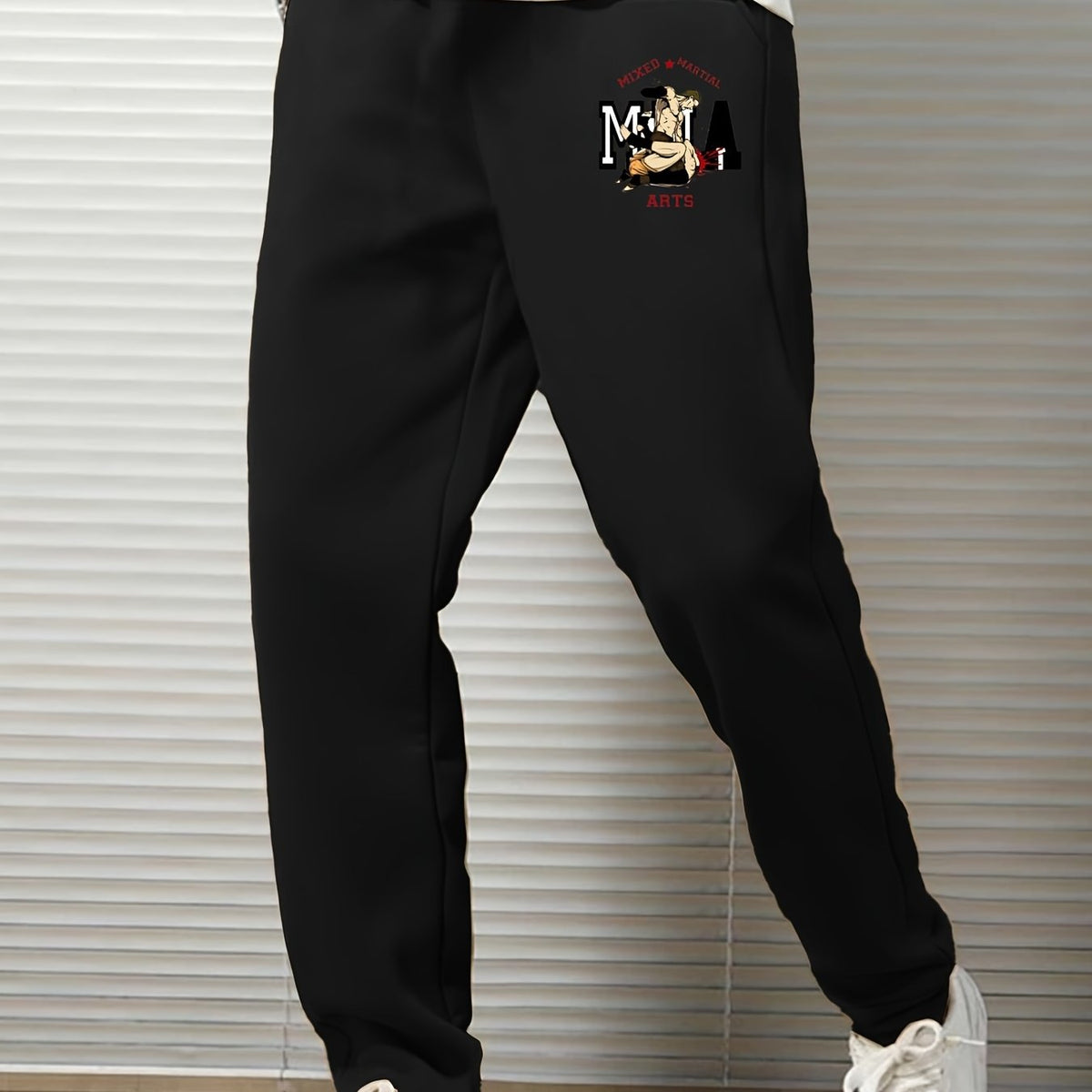 Cartoon Print Men's Sweatpants Casual Solid Drawstring Sweatpants