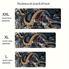 Dragon Large Mouse Pad Non Slip Stitched Edge Keyboard Mat