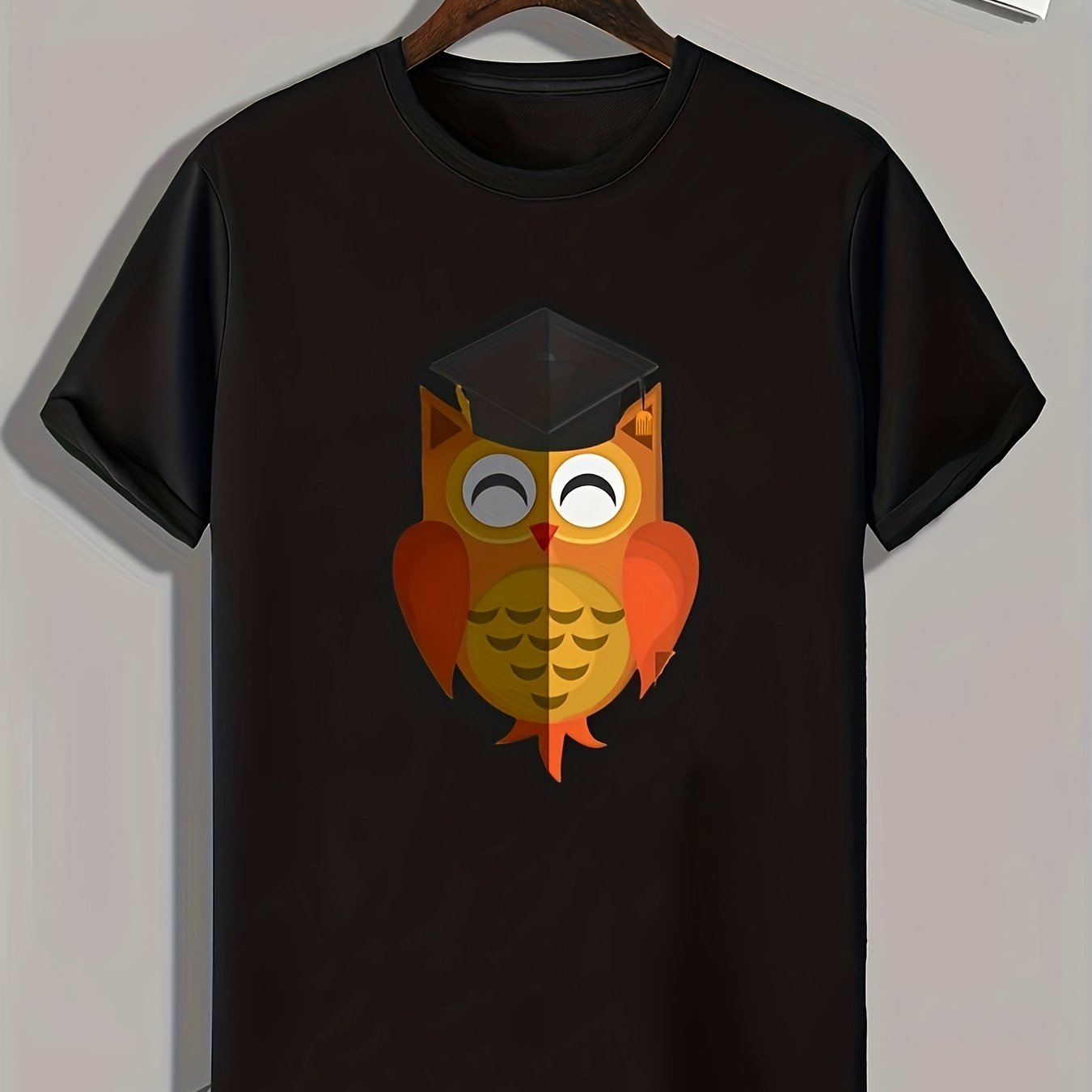 Cartoon Owl Print Men's Graphic T shirt for Halloween