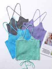 4 Pack Backless Cami Tops Stretchy Sleeveless Crew Neck Casual Women's Clothing