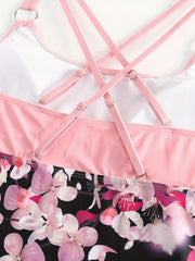  Sakura Print Tankini Set Women's Two Piece